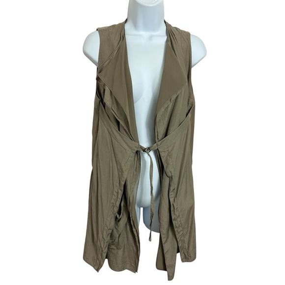 Generra Women’s Taupe Top Size Small Layering Long Sleeveless Blouse Boho - Picture 5 of 7